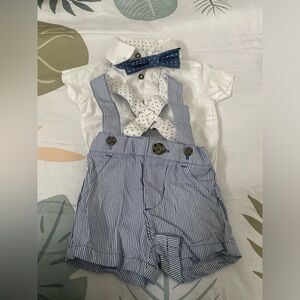 Carter's White Shirt with Blue Polka Dot Bow Tie